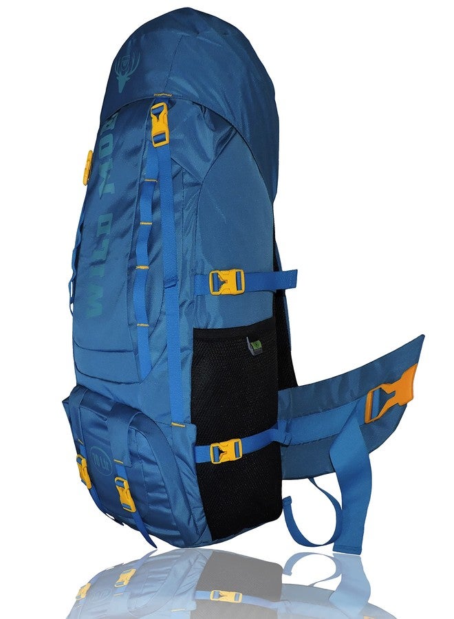 WILD MODA 70 LT WATERPROOF HIKING AND TREKKING BAG WITH LAPTOP COMPARTMENT (Blue & Black) - Image 4